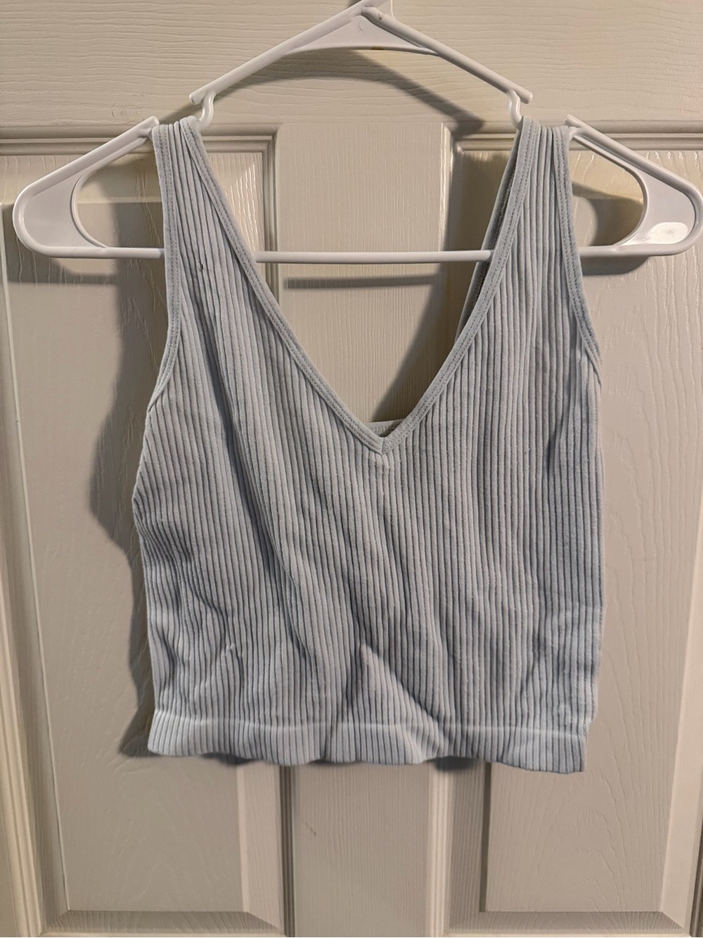 Intimately free people Crop Ribbed V-Neck Tank Top - Light Blue